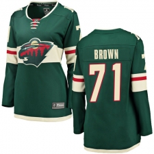 Women's Minnesota Wild #71 J T  Brown Authentic Green Home Fanatics Branded Breakaway NHL Jersey