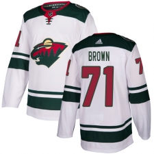 Youth Adidas Minnesota Wild #71 J T  Brown Authentic White Away NHL Jersey
