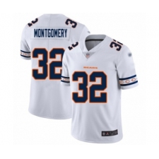 Men's Chicago Bears #32 David Montgomery White Team Logo Fashion Limited Football Jersey