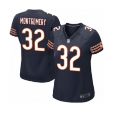Women's Chicago Bears #32 David Montgomery Game Navy Blue Team Color Football Jersey
