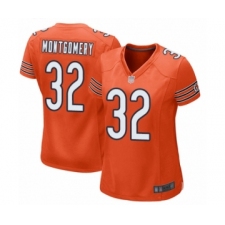 Women's Chicago Bears #32 David Montgomery Game Orange Alternate Football Jersey
