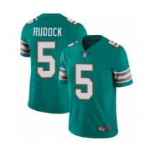 Men's Miami Dolphins #5 Jake Rudock Aqua Green Alternate Vapor Untouchable Limited Player Football Jersey