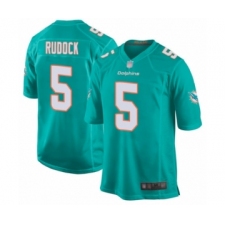 Men's Miami Dolphins #5 Jake Rudock Game Aqua Green Team Color Football Jersey