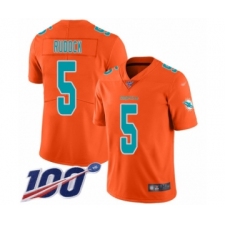 Men's Miami Dolphins #5 Jake Rudock Limited Orange Inverted Legend 100th Season Football Jersey