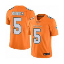 Men's Miami Dolphins #5 Jake Rudock Limited Orange Rush Vapor Untouchable Football Jersey