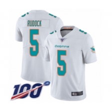 Men's Miami Dolphins #5 Jake Rudock White Vapor Untouchable Limited Player 100th Season Football Jersey