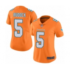 Women's Miami Dolphins #5 Jake Rudock Limited Orange Rush Vapor Untouchable Football Jersey