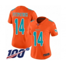 Women's Miami Dolphins #14 Ryan Fitzpatrick Limited Orange Inverted Legend 100th Season Football Jersey