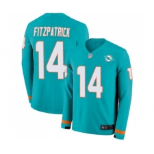Youth Miami Dolphins #14 Ryan Fitzpatrick Limited Aqua Therma Long Sleeve Football Jersey