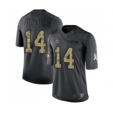 Youth Miami Dolphins #14 Ryan Fitzpatrick Limited Black 2016 Salute to Service Football Jersey