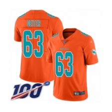 Men's Miami Dolphins #63 Michael Deiter Limited Orange Inverted Legend 100th Season Football Jersey