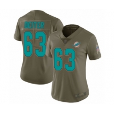 Women's Miami Dolphins #63 Michael Deiter Limited Olive 2017 Salute to Service Football Jersey