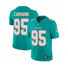 Men's Miami Dolphins #95 Tank Carradine Aqua Green Team Color Vapor Untouchable Limited Player Football Jersey