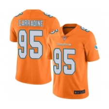 Men's Miami Dolphins #95 Tank Carradine Limited Orange Rush Vapor Untouchable Football Jersey