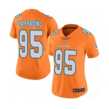 Women's Miami Dolphins #95 Tank Carradine Limited Orange Rush Vapor Untouchable Football Jersey