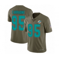 Youth Miami Dolphins #95 Tank Carradine Limited Olive 2017 Salute to Service Football Jersey