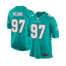 Men's Miami Dolphins #97 Christian Wilkins Game Aqua Green Team Color Football Jersey