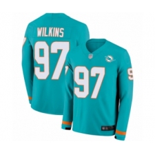 Men's Miami Dolphins #97 Christian Wilkins Limited Aqua Therma Long Sleeve Football Jersey