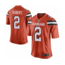 Men's Cleveland Browns #2 Austin Seibert Game Orange Alternate Football Jersey
