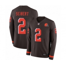 Men's Cleveland Browns #2 Austin Seibert Limited Brown Therma Long Sleeve Football Jersey