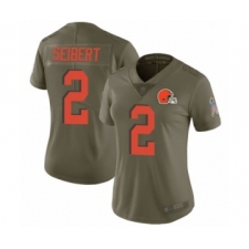 Women's Cleveland Browns #2 Austin Seibert Limited Olive 2017 Salute to Service Football Jersey
