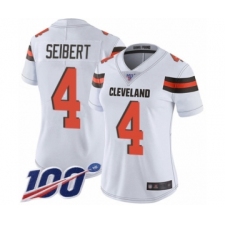Women's Cleveland Browns #4 Austin Seibert White Vapor Untouchable Limited Player 100th Season Football Jersey