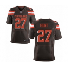 Men's Cleveland Browns #27 Kareem Hunt Elite Brown Team Color Football Jersey