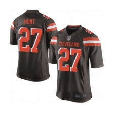 Men's Cleveland Browns #27 Kareem Hunt Game Brown Team Color Football Jersey