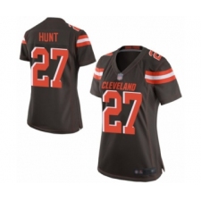 Women's Cleveland Browns #27 Kareem Hunt Game Brown Team Color Football Jersey