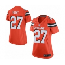 Women's Cleveland Browns #27 Kareem Hunt Game Orange Alternate Football Jersey