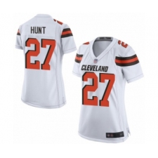 Women's Cleveland Browns #27 Kareem Hunt Game White Football Jersey