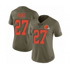 Women's Cleveland Browns #27 Kareem Hunt Limited Olive 2017 Salute to Service Football Jersey
