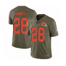 Men's Cleveland Browns #28 Phillip Gaines Limited Olive 2017 Salute to Service Football Jersey