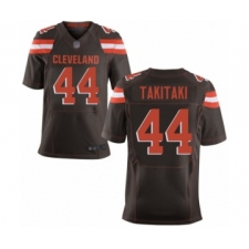 Men's Cleveland Browns #44 Sione Takitaki Elite Brown Team Color Football Jersey