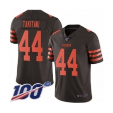 Men's Cleveland Browns #44 Sione Takitaki Limited Brown Rush Vapor Untouchable 100th Season Football Jersey