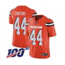 Men's Cleveland Browns #44 Sione Takitaki Orange Alternate Vapor Untouchable Limited Player 100th Season Football Jersey