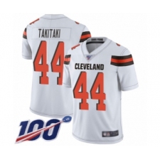 Men's Cleveland Browns #44 Sione Takitaki White Vapor Untouchable Limited Player 100th Season Football Jersey