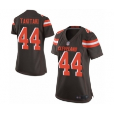 Women's Cleveland Browns #44 Sione Takitaki Game Brown Team Color Football Jersey