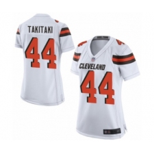 Women's Cleveland Browns #44 Sione Takitaki Game White Football Jersey