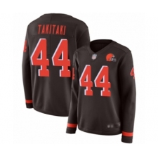 Women's Cleveland Browns #44 Sione Takitaki Limited Brown Therma Long Sleeve Football Jersey