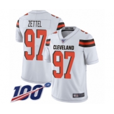 Men's Cleveland Browns #97 Anthony Zettel White Vapor Untouchable Limited Player 100th Season Football Jersey