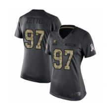 Women's Cleveland Browns #97 Anthony Zettel Limited Black 2016 Salute to Service Football Jersey