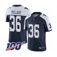 Men's Dallas Cowboys #36 Tony Pollard Navy Blue Throwback Alternate Vapor Untouchable Limited Player 100th Season Football Jersey