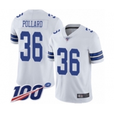 Men's Dallas Cowboys #36 Tony Pollard White Vapor Untouchable Limited Player 100th Season Football Jersey