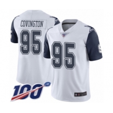 Men's Dallas Cowboys #95 Christian Covington Limited White Rush Vapor Untouchable 100th Season Football Jersey