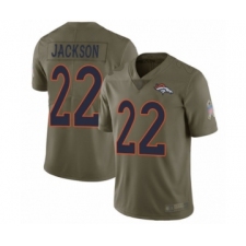 Men's Denver Broncos #22 Kareem Jackson Limited Olive 2017 Salute to Service Football Jersey