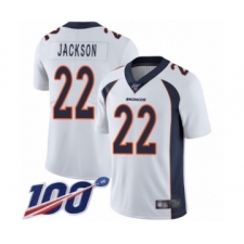 Men's Denver Broncos #22 Kareem Jackson White Vapor Untouchable Limited Player 100th Season Football Jersey