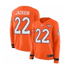 Women's Denver Broncos #22 Kareem Jackson Limited Orange Therma Long Sleeve Football Jersey