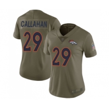 Women's Denver Broncos #29 Bryce Callahan Limited Olive 2017 Salute to Service Football Jersey