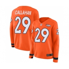 Women's Denver Broncos #29 Bryce Callahan Limited Orange Therma Long Sleeve Football Jersey